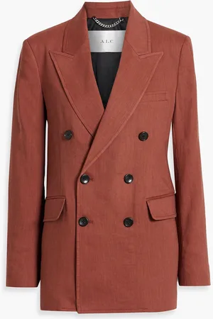 A.L.C. Declan double-breasted linen-blend twill blazer - Red - US 4