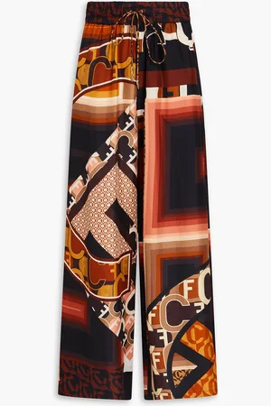 Camilla Embellished printed silk-twill wide-leg pants - - M