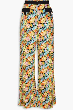 Camilla Crystal-embellished floral-print crepe flared pants - - L