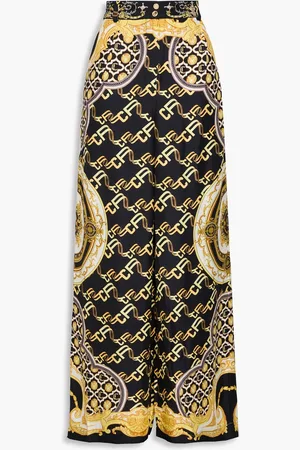 Camilla Crystal-embellished printed silk-twill wide-leg pants - - XS