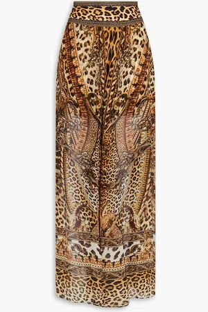 Camilla Crystal-embellished printed silk-voile wide-leg pants - - XS