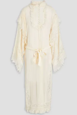 ZIMMERMANN Ruffled lace-trimmed georgette midi dress - White - 3