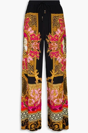Camilla Printed silk crepe de chine wide-leg pants - - XL
