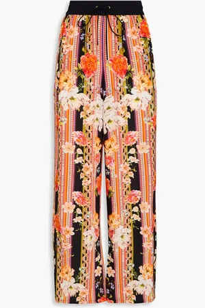Camilla Crystal-embellished printed silk crepe de chine wide-leg pants - - M