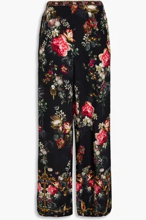 Camilla Crystal-embellished floral-print silk crepe de chine wide-leg pants - - XS
