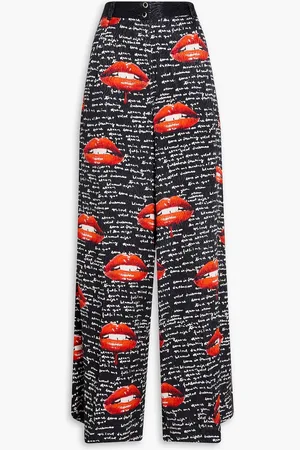 Camilla Printed satin-jacquard wide-leg pants - - XL