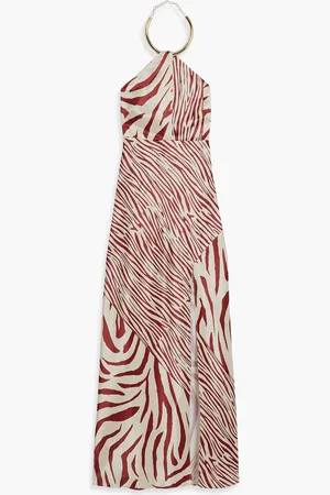 Nicholas Open-back printed satin halterneck gown - White - US 2