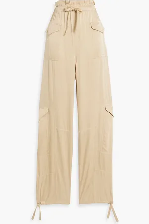 Ganni Cupro and ECOVERO™-blend satin cargo pants - Neutral - DE 42