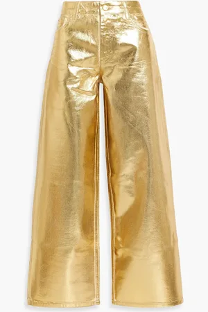Ganni Metallic high-rise wide-leg jeans - Metallic - 25