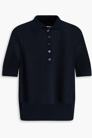 Thom Browne Pointelle-knit cashmere polo sweater - - IT 40