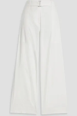 Simkhai Kairi cropped belted cotton-blend canvas wide-leg pants - Blue - US 4