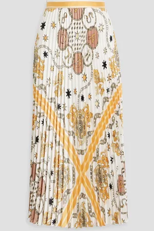 Sandro Pleated printed twill midi skirt - White - FR 36