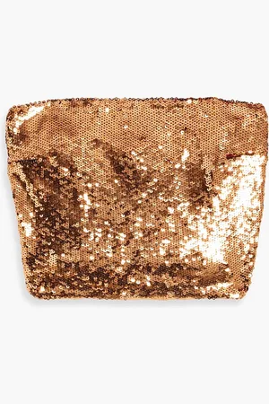 VERONICA BEARD Reave cropped strapless sequined tulle bustier top - Metallic - US 12