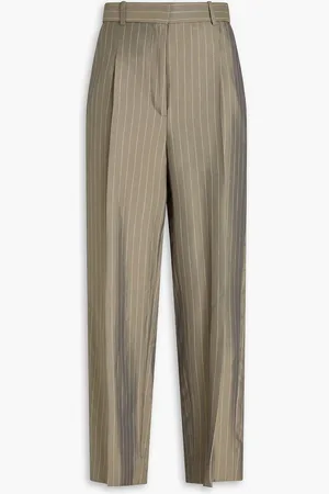 Sandro Pinstriped twill tapered pants - Green - FR 40