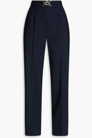 Sandro Pinstriped twill tapered pants - Blue - FR 38