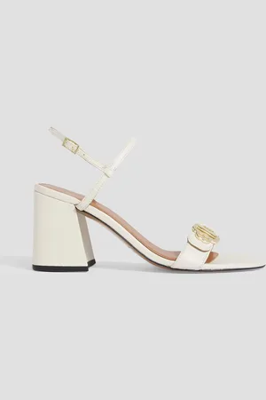 Maje Embellished leather slingback sandals - White - EU 41