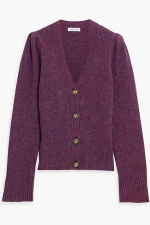 VERONICA BEARD Ubah marled knitted cardigan - Burgundy - S
