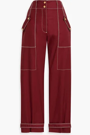 VERONICA BEARD Sigrid cropped cotton-blend twill straight-leg pants - Red - US 10