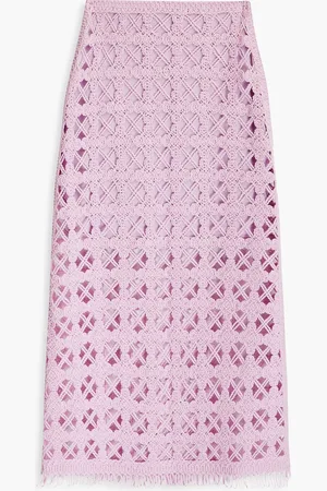 Maje Crocheted cotton midi skirt - Purple - FR 38