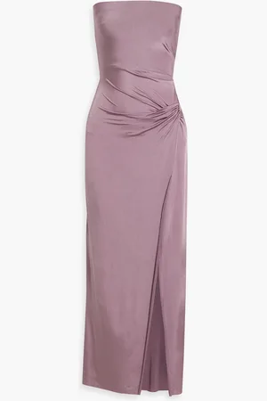 Bec & Bridge Petra strapless draped satin-jersey maxi dress - Purple - UK 10