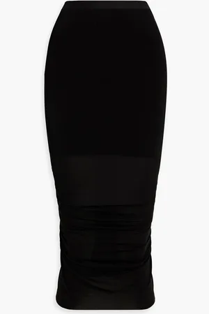 Rick Owens Shrimp ruched cupro-blend jersey midi pencil skirt - - IT 40