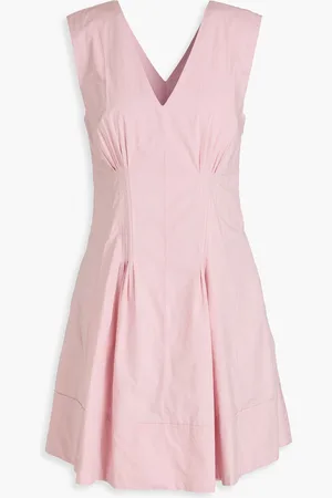 Derek Lam Concha pleated cotton-poplin mini dress - Pink - US 2