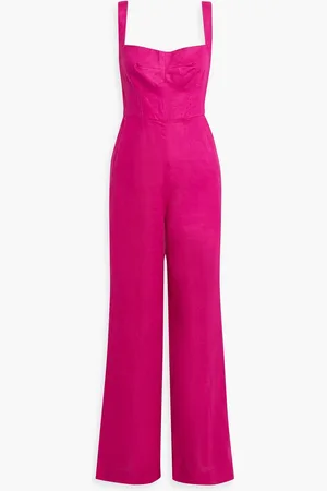 SALONI Rachel linen wide-leg jumpsuit - Pink - UK 12