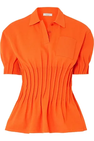 Nina Ricci Pintucked terry polo shirt - Orange - S