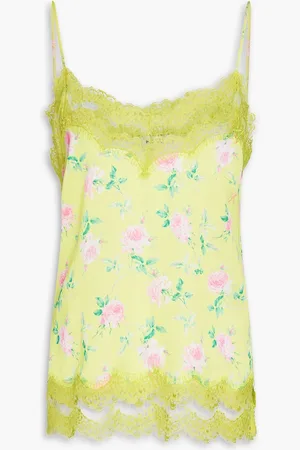 Msgm Lace-trimmed floral-print crepe de chine camisole - - IT 40