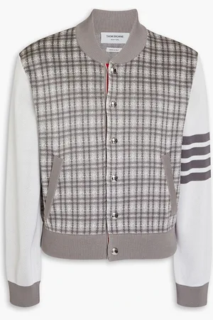 Thom Browne Jacquard-knit silk and cotton-blend bomber jacket - - 1