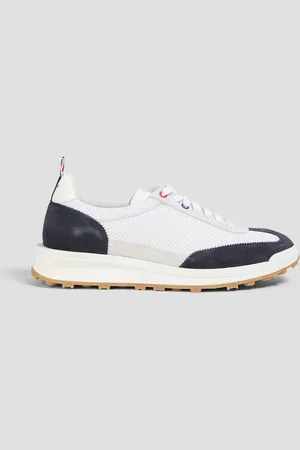 Thom Browne Suede-trimmed mesh sneakers - - US 6