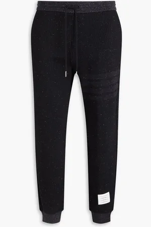 Thom Browne Striped ribbed cotton and silk-blend sweatpants - - 5