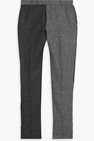 Thom Browne Tapered two-tone wool-tweed pants - Gray - 1