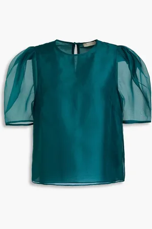ULLA JOHNSON Lana silk-organza blouse - Blue - US 2