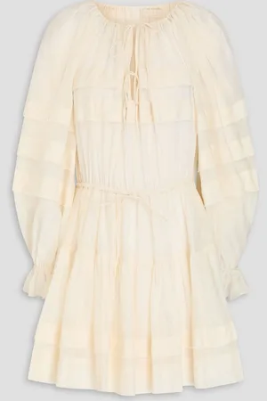 ULLA JOHNSON Polly tiered cotton and silk-blend voile mini dress - White - US 10