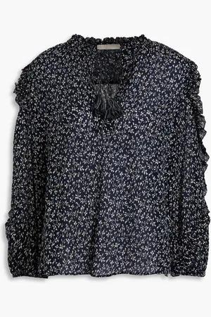ULLA JOHNSON Lillian floral-print cotton-crepon blouse - Blue - US 2