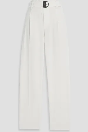 Brunello Cucinelli Belted woven tapered pants - White - IT 40