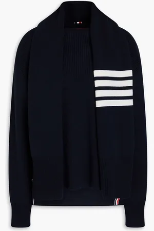 Thom Browne Striped cashmere and wool-blend sweater - Blue - IT 44