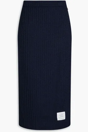 Thom Browne Jacquard-knit cotton midi skirt - Blue - IT 42