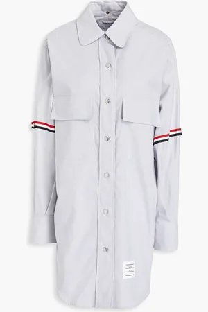 Thom Browne Striped cotton Oxford mini shirt dress - - IT 42