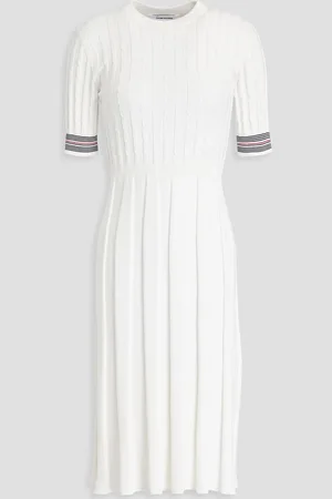 Thom Browne Pleated cable-knit cotton dress - - IT 36