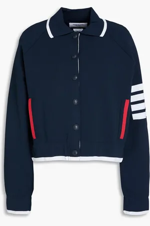 Thom Browne Striped knitted bomber jacket - Blue - IT 38