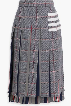 Thom Browne Pleated Prince of Wales checked wool skirt - Blue - IT 38