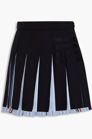 Thom Browne Pleated cotton and wool mini skirt - Blue - IT 36