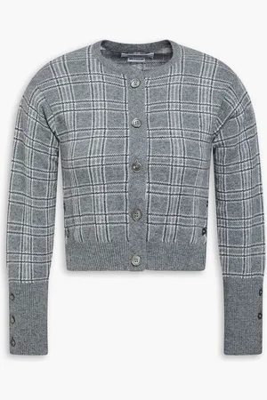 Thom Browne Cropped checked cashmere cardigan - - IT 38