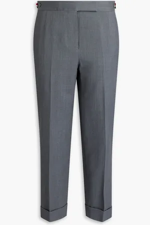 Thom Browne Cropped wool-piqué slim-leg pants - - IT 36