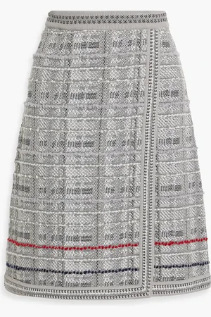Thom Browne Wrap-effect jacquard-knit cotton-blend skirt - - IT 42