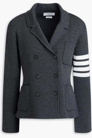 Thom Browne Double-breasted striped wool-blend blazer - Gray - IT 36
