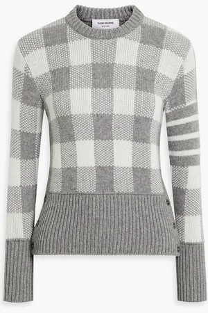 Thom Browne Checked cashmere-blend sweater - Gray - IT 40