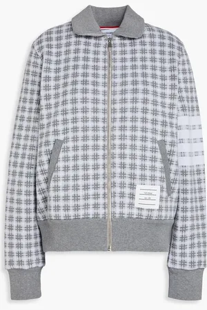 Thom Browne Checked jacquard-knit cotton cardigan - Gray - IT 42